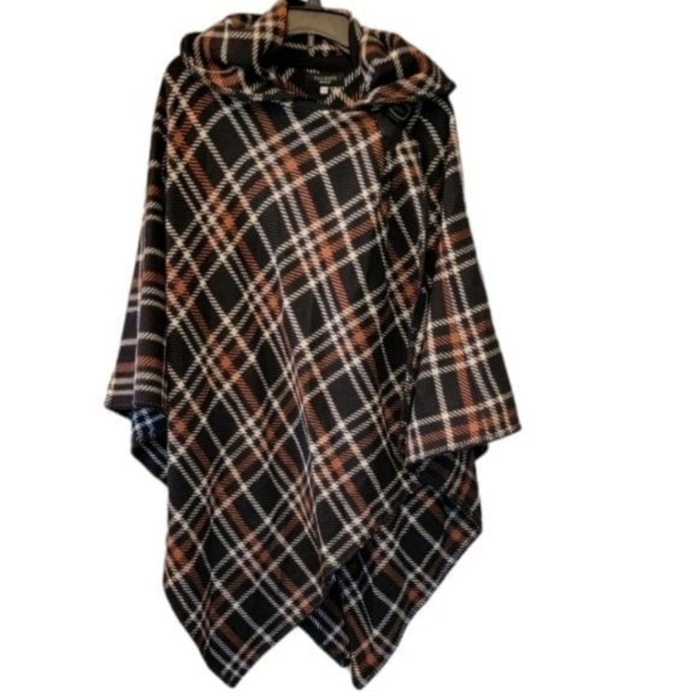 Talbots Black and Brown Plaid Women's Cape